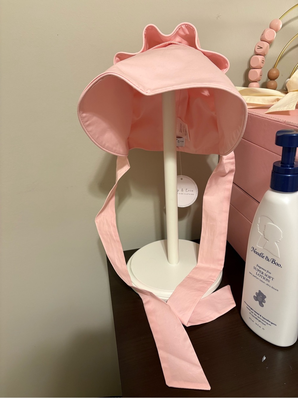 Abby & Evie Pink Ruffle Baby Bonnet